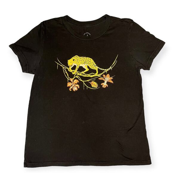 PacSun Black Cheetah Floral Graphic Tee Tshirt Size XS - Picture 1 of 12